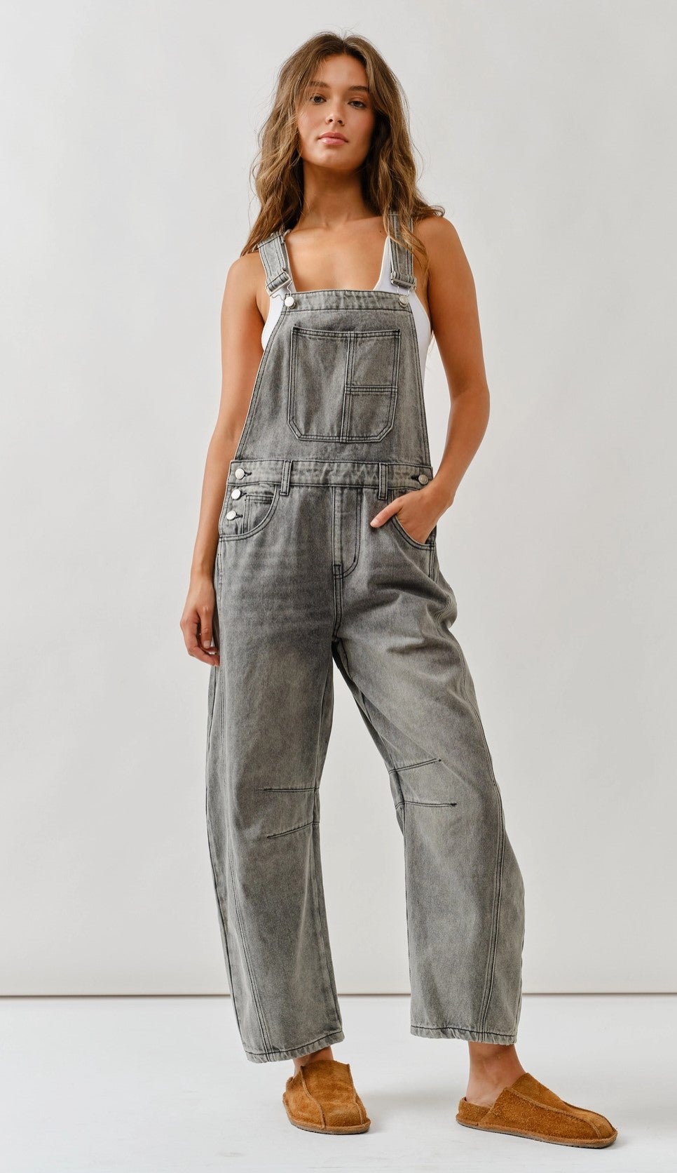 Grey Relax Fit Denim Overall | Mossy Creek Natural