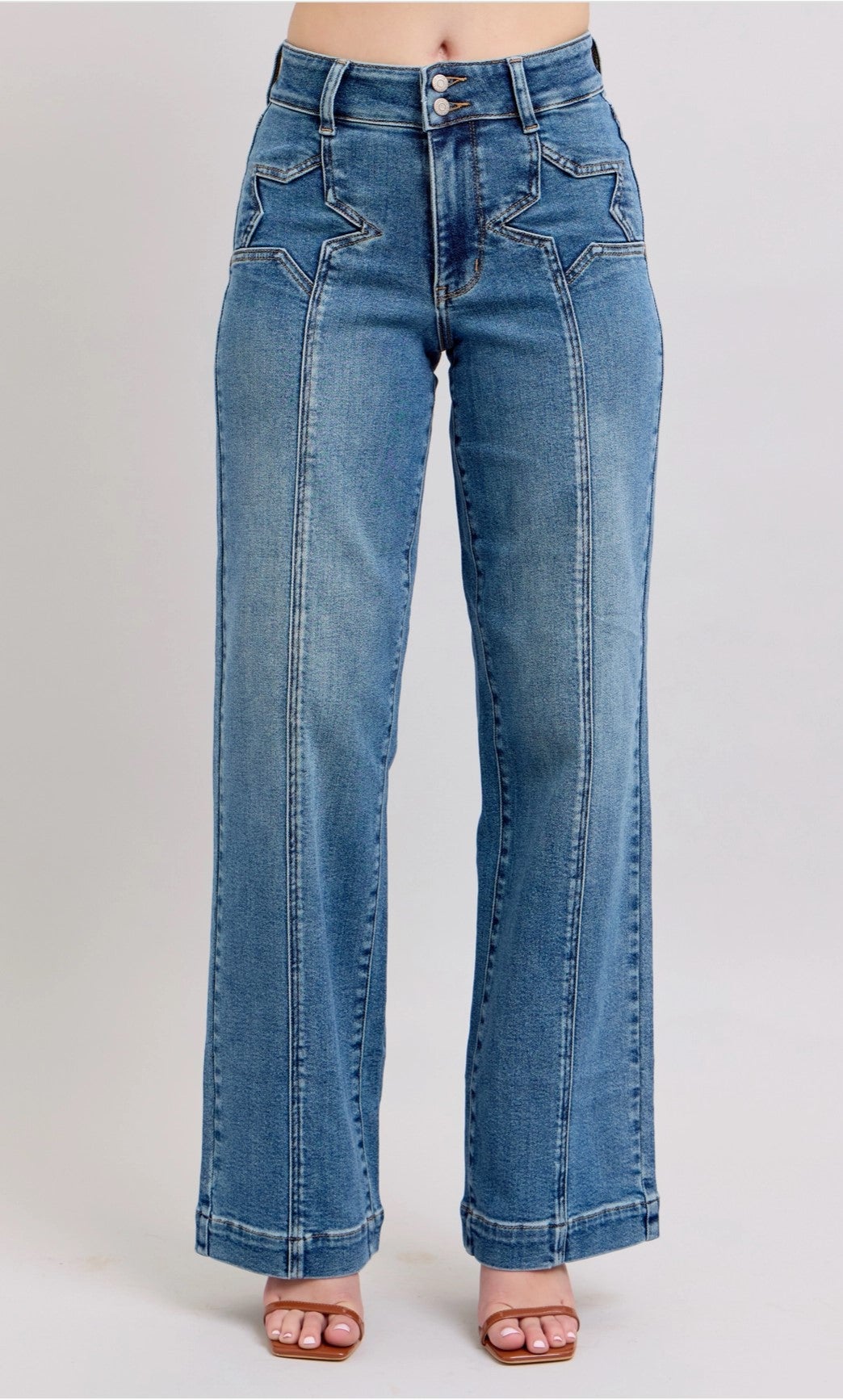 Star Front Seam Wide Jean | Mossy Creek Natural